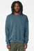 Bella + Canvas BC3945/3945 Mens Fleece Crewneck Sweatshirt Heather Deep Teal Blue Model Front