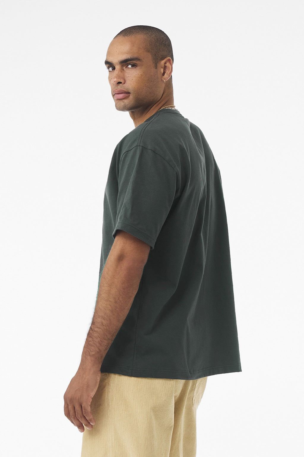 Bella + Canvas BC4610 Mens Short Sleeve Crewneck T-Shirt Huntre Green Model Back