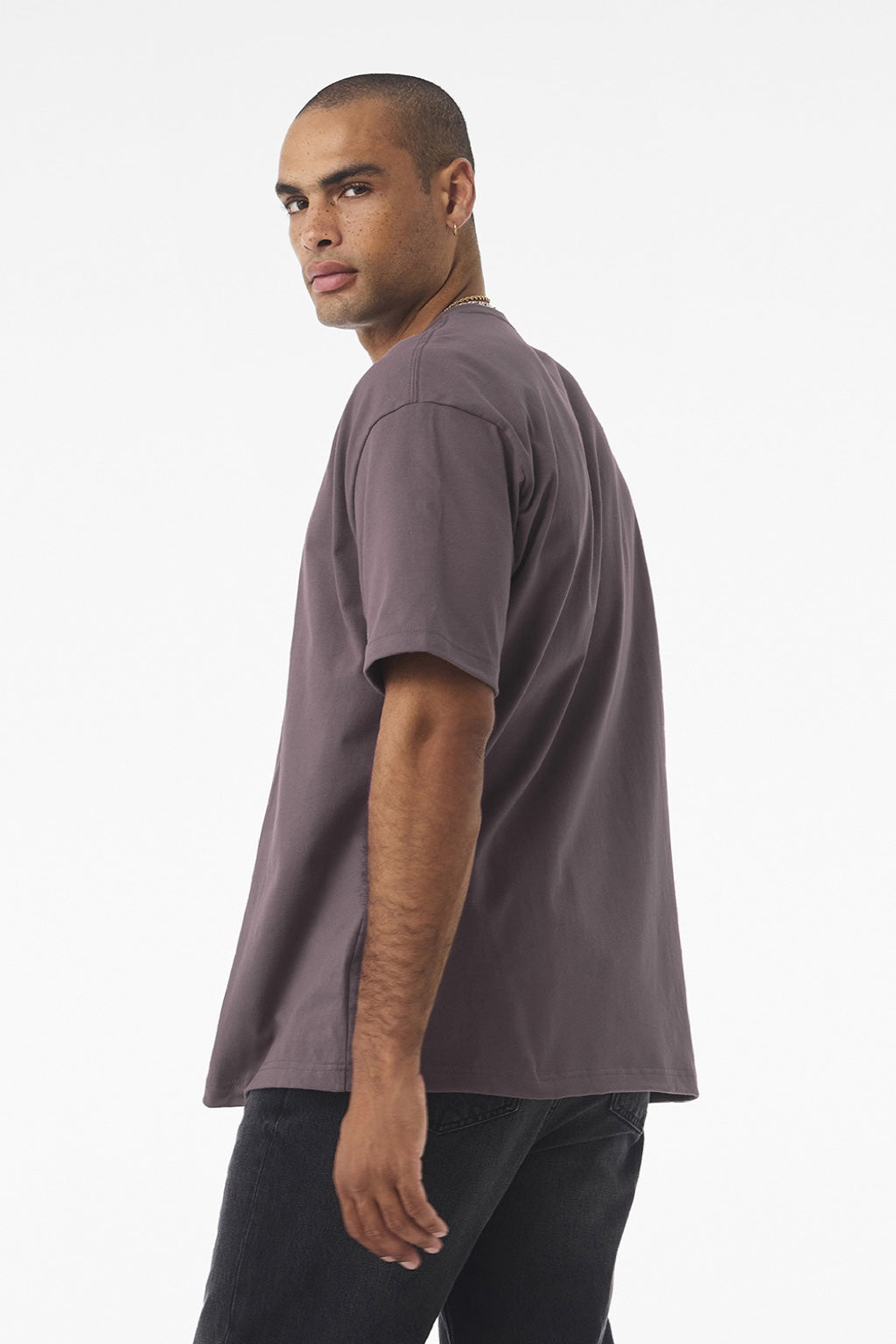 Bella + Canvas BC4610 Mens Short Sleeve Crewneck T-Shirt Storm Purple Model Back