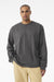 Bella + Canvas BC4651 Mens Long Sleeve Crewneck T-Shirt Asphalt Grey Model Front