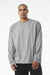 Bella + Canvas BC4651 Mens Long Sleeve Crewneck T-Shirt Heather Grey Model Front