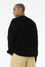 Bella + Canvas BC4651 Mens Long Sleeve Crewneck T-Shirt Black Model Back