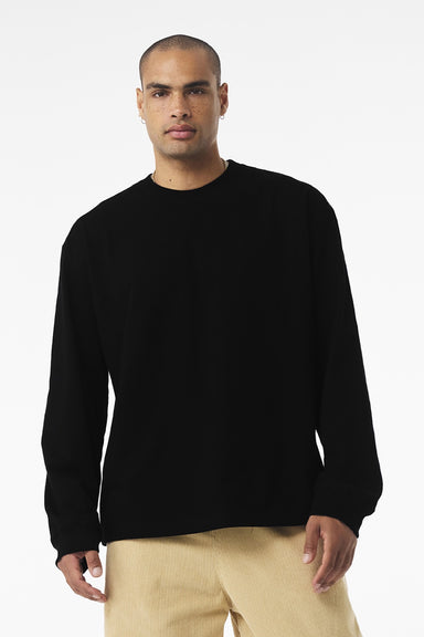 Bella + Canvas BC4651 Mens Long Sleeve Crewneck T-Shirt Black Model Front