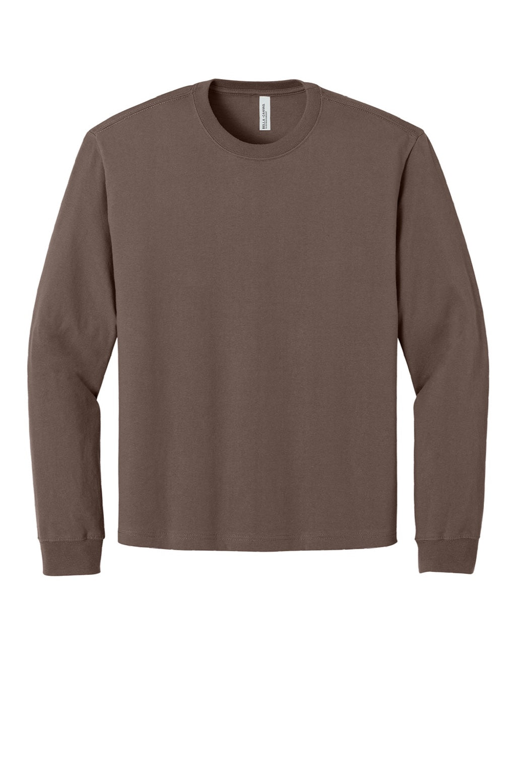 Bella + Canvas BC4651 Mens Long Sleeve Crewneck T-Shirt Cocoa Brown Flat Front