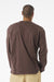 Bella + Canvas BC4651 Mens Long Sleeve Crewneck T-Shirt Cocoa Brown Model Back