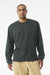 Bella + Canvas BC4651 Mens Long Sleeve Crewneck T-Shirt Huntre Green Model Front