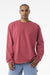 Bella + Canvas BC4651 Mens Long Sleeve Crewneck T-Shirt Vintage Red Model Front