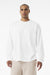 Bella + Canvas BC4651 Mens Long Sleeve Crewneck T-Shirt White Model Front