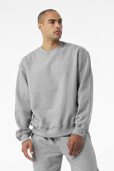 Bella + Canvas BC4711 Mens Crewneck Sweatshirt Heather Grey Model Front