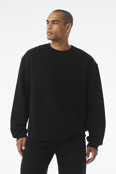 Bella + Canvas BC4711 Mens Crewneck Sweatshirt Black Model Front