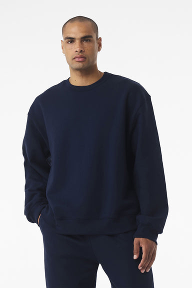 Bella + Canvas BC4711 Mens Crewneck Sweatshirt Navy Blue Model Front