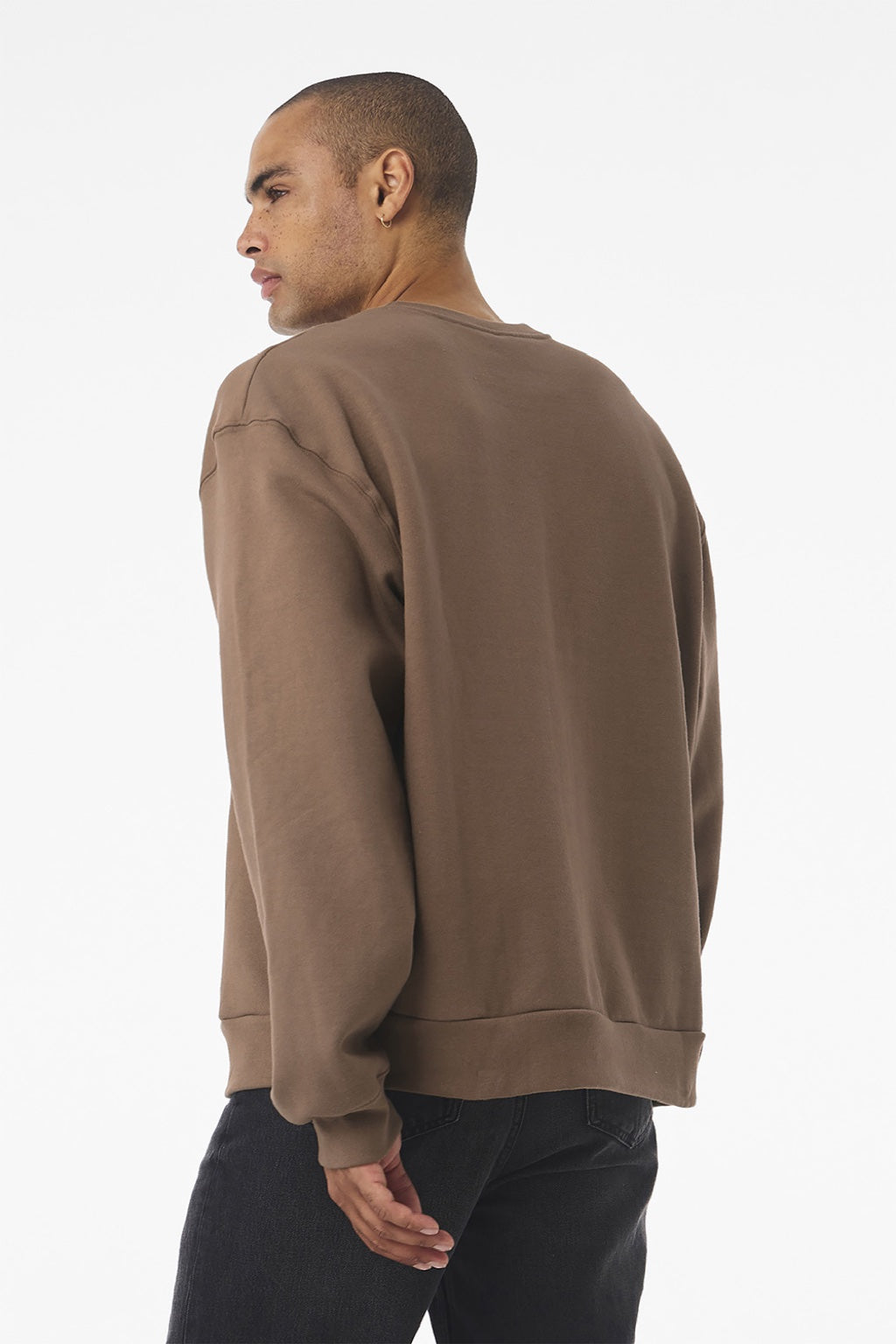 Bella + Canvas BC4711 Mens Crewneck Sweatshirt Vintage Brown Model Back