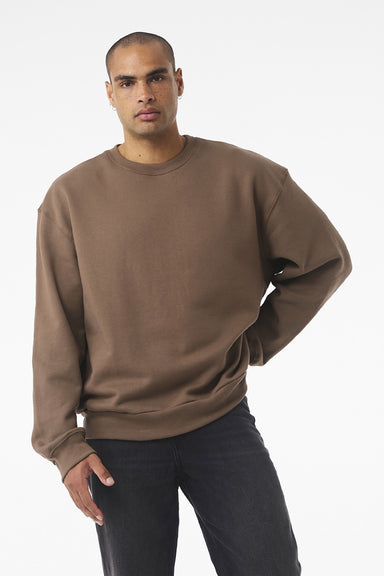 Bella + Canvas BC4711 Mens Crewneck Sweatshirt Vintage Brown Model Front