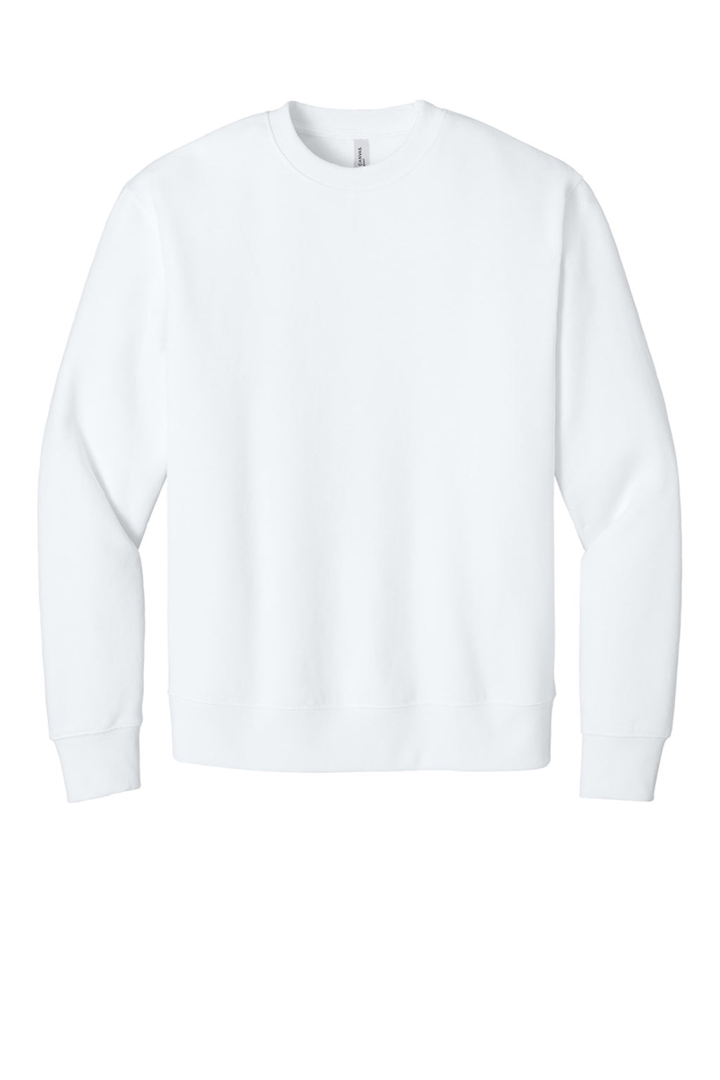 Bella + Canvas BC4711 Mens Crewneck Sweatshirt White Flat Front