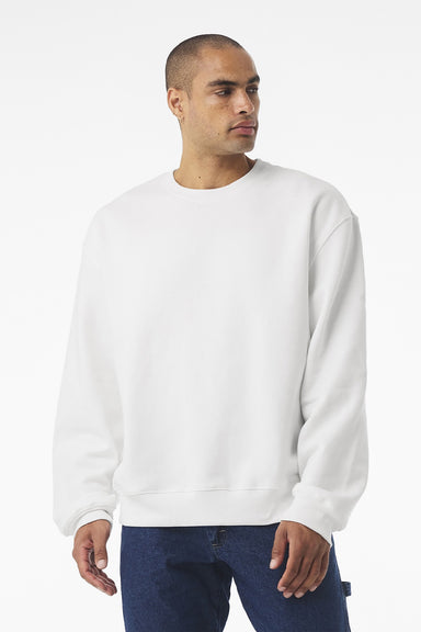 Bella + Canvas BC4711 Mens Crewneck Sweatshirt White Model Front