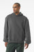 Bella + Canvas BC4719 Mens Hooded Sweathshirt w/ Pouch Pocket Asphalt Grey Model Front