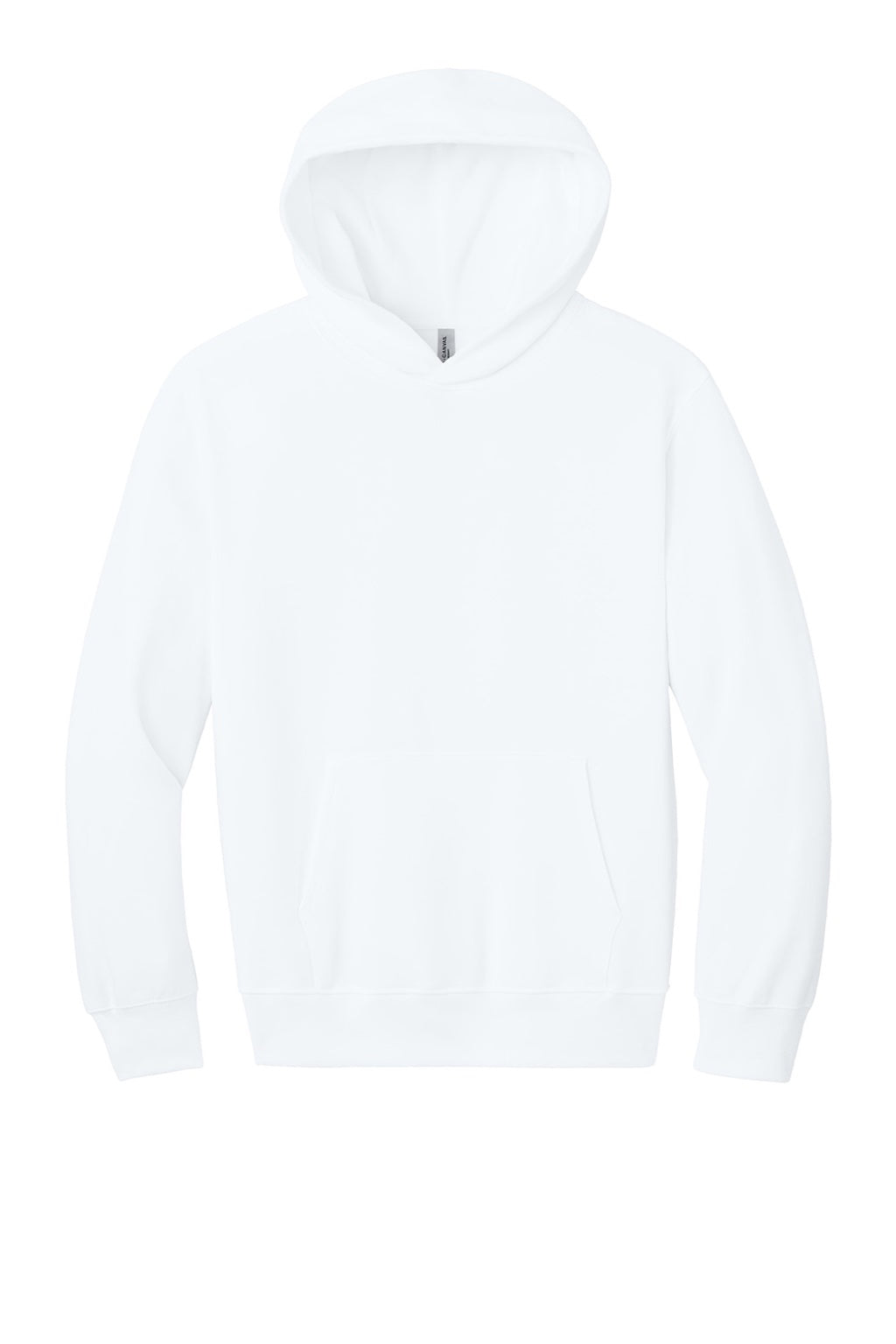 Bella + Canvas BC4719 Mens Hooded Sweathshirt w/ Pouch Pocket White Flat Front