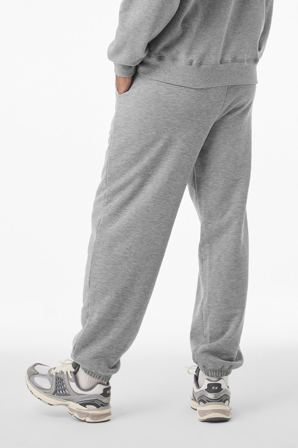 Bella + Canvas BC4737 Mens Sweatpants w/ Pockets Heather Grey Model Back