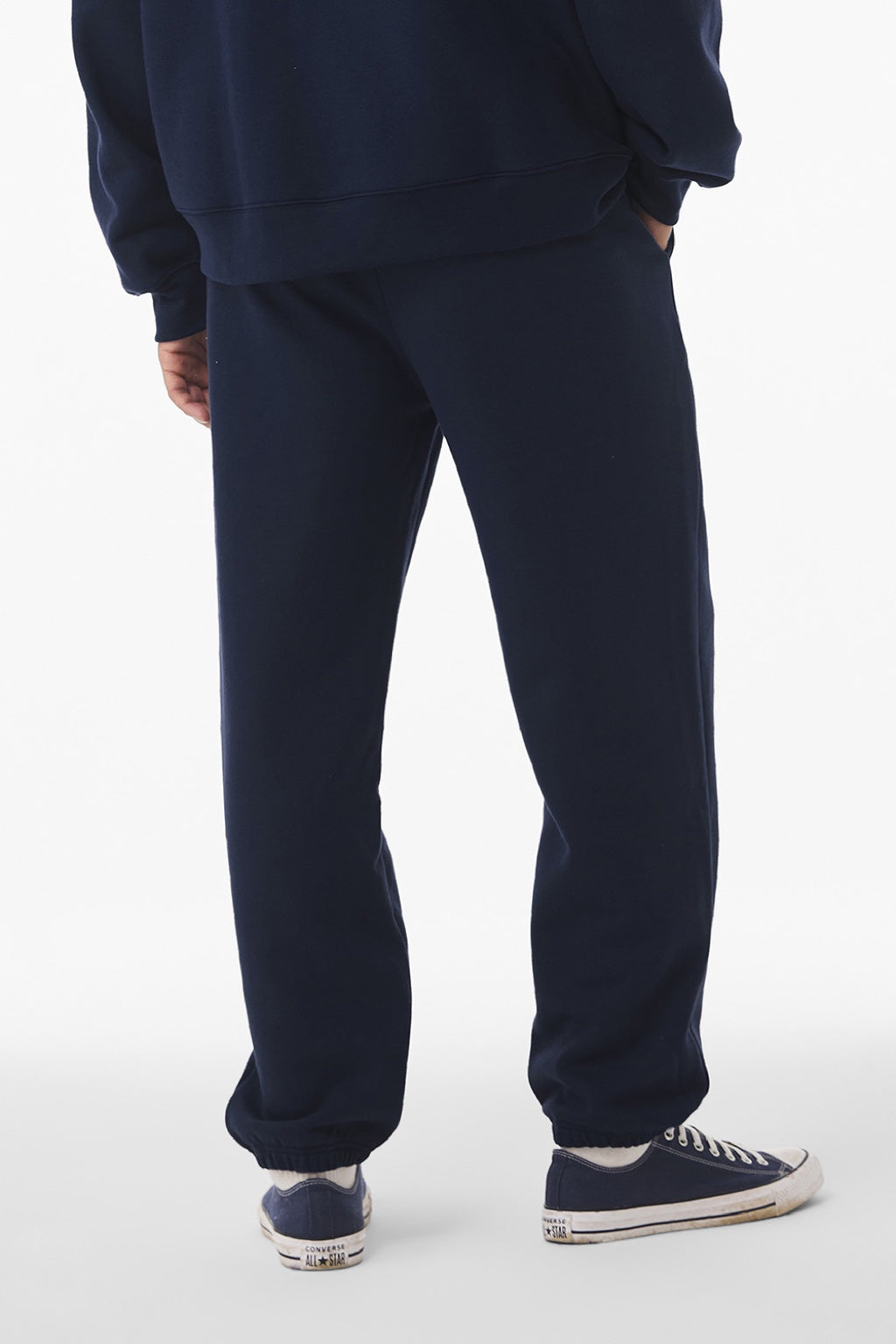 Bella + Canvas BC4737 Mens Sweatpants w/ Pockets Navy Blue Model Back