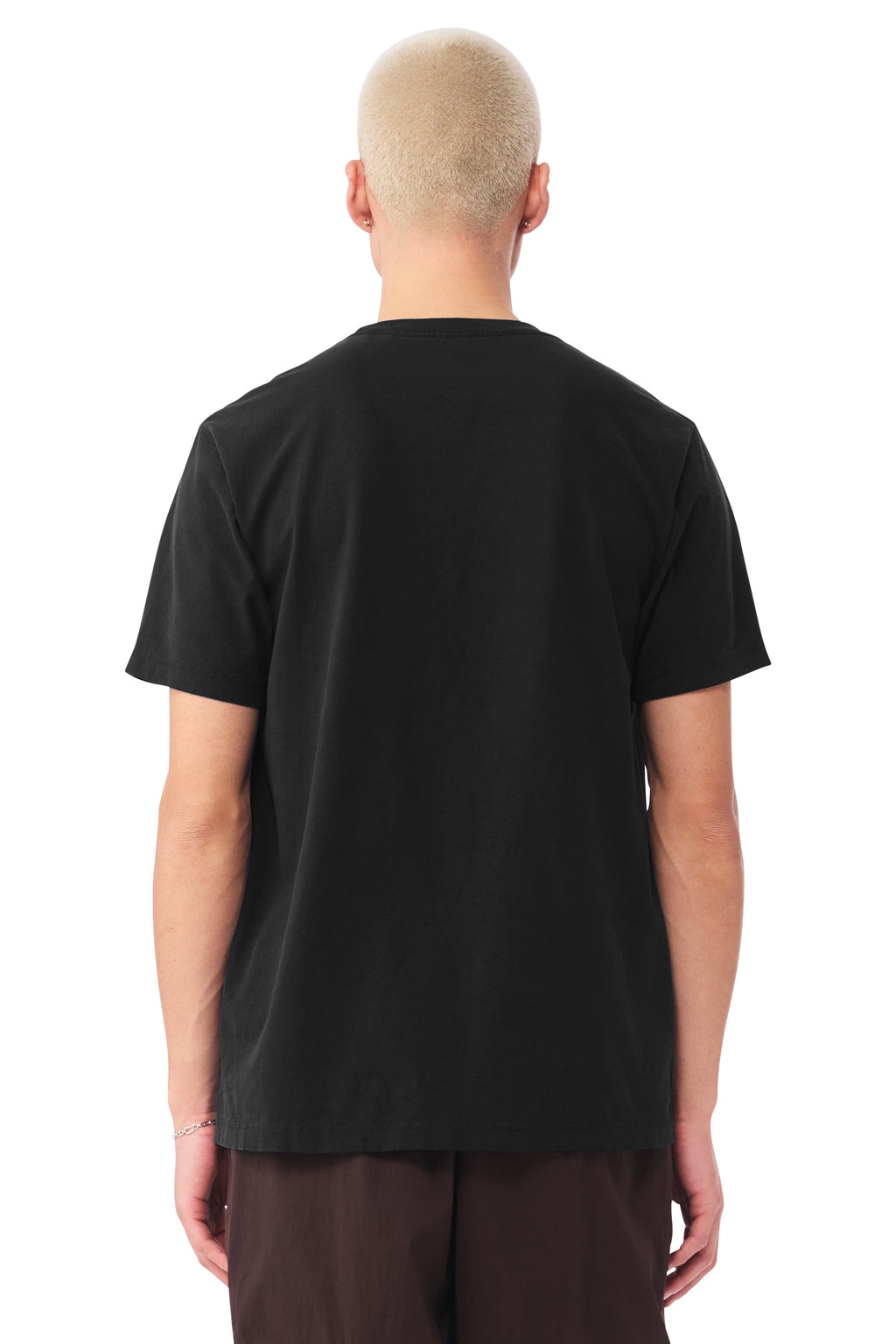 Bella + Canvas BC4810GD Mens Garment Dyed Short Sleeve Crewneck T-Shirt Black Model Back