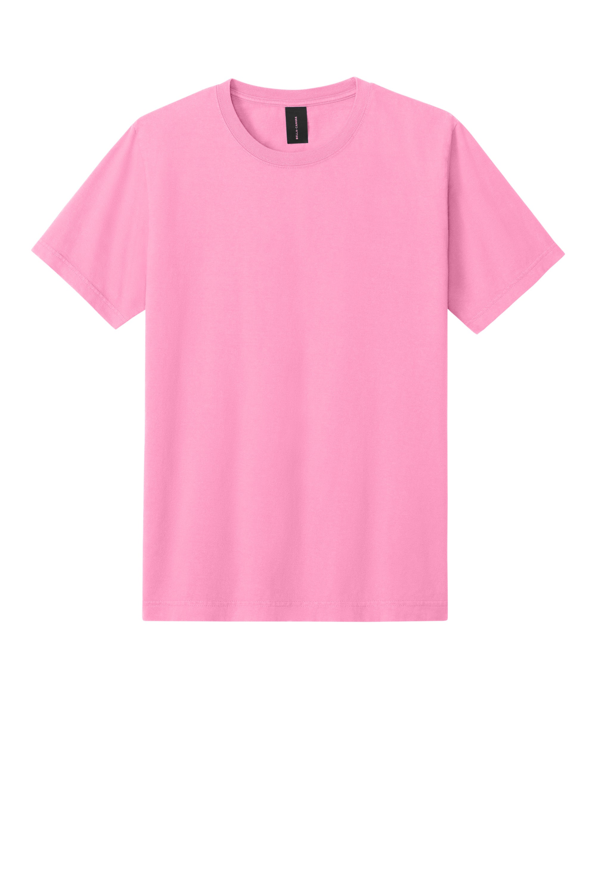 Bella + Canvas BC4810GD Mens Garment Dyed Short Sleeve Crewneck T-Shirt Bubble Gum Pink Flat Front