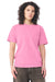 Bella + Canvas BC4810GD Mens Garment Dyed Short Sleeve Crewneck T-Shirt Bubble Gum Pink Model Side