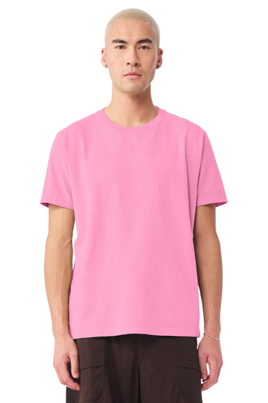 Bella + Canvas BC4810GD Mens Garment Dyed Short Sleeve Crewneck T-Shirt Bubble Gum Pink Model Front