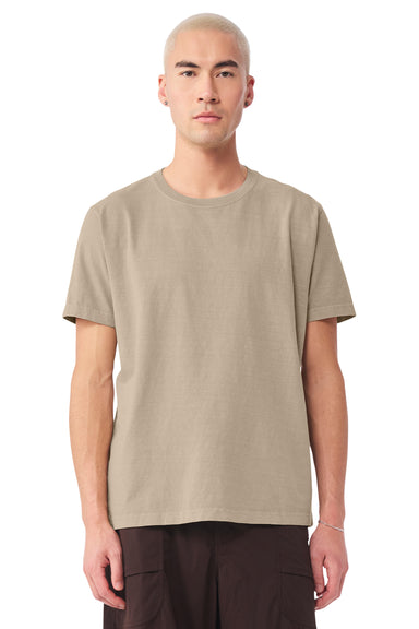 Bella + Canvas BC4810GD Mens Garment Dyed Short Sleeve Crewneck T-Shirt Khaki Brown Model Front