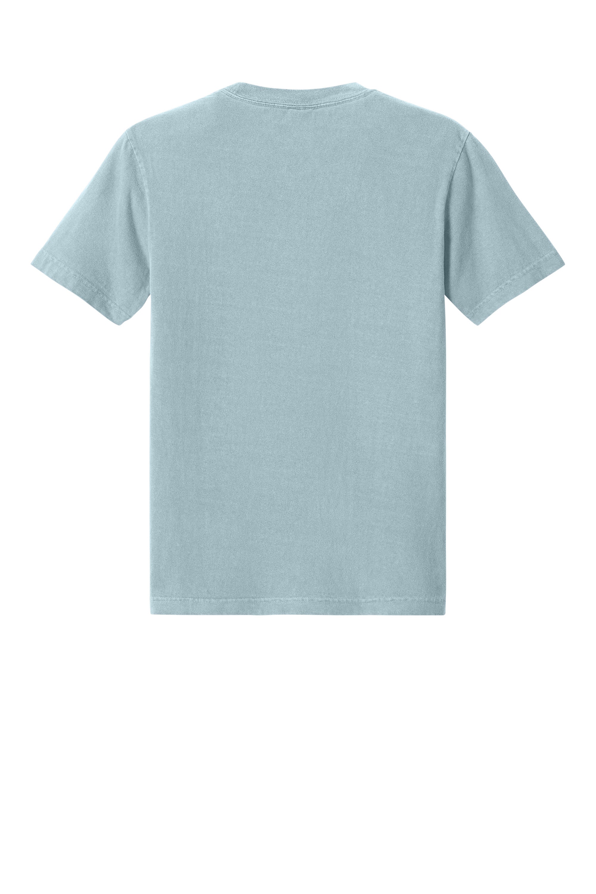 Bella + Canvas BC4810GD Mens Garment Dyed Short Sleeve Crewneck T-Shirt Light Washed Denim Blue Flat Back
