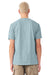 Bella + Canvas BC4810GD Mens Garment Dyed Short Sleeve Crewneck T-Shirt Light Washed Denim Blue Model Back
