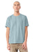 Bella + Canvas BC4810GD Mens Garment Dyed Short Sleeve Crewneck T-Shirt Light Washed Denim Blue Model Front
