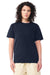 Bella + Canvas BC4810GD Mens Garment Dyed Short Sleeve Crewneck T-Shirt Navy Blue Model Side