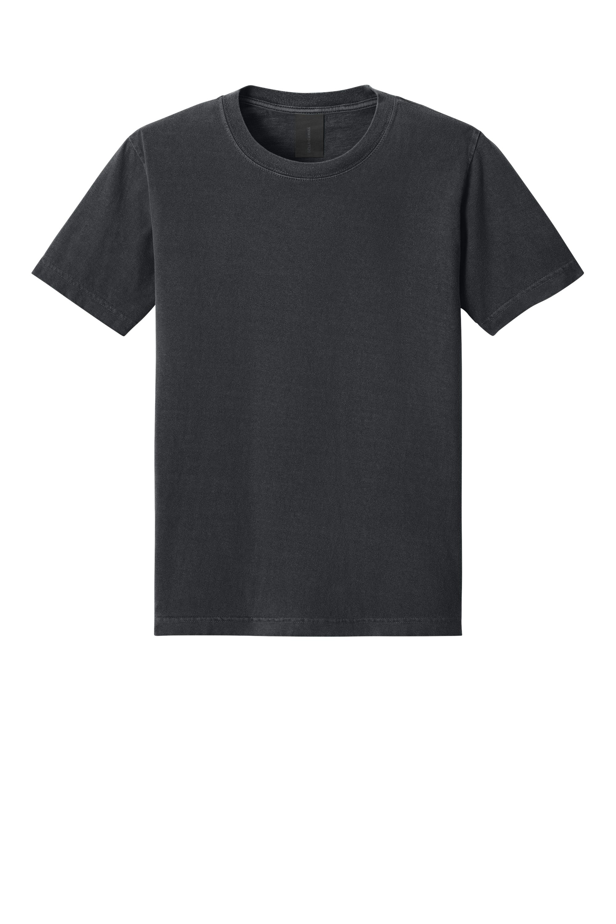 Bella + Canvas BC4810GD Mens Garment Dyed Short Sleeve Crewneck T-Shirt Washed Black Flat Front