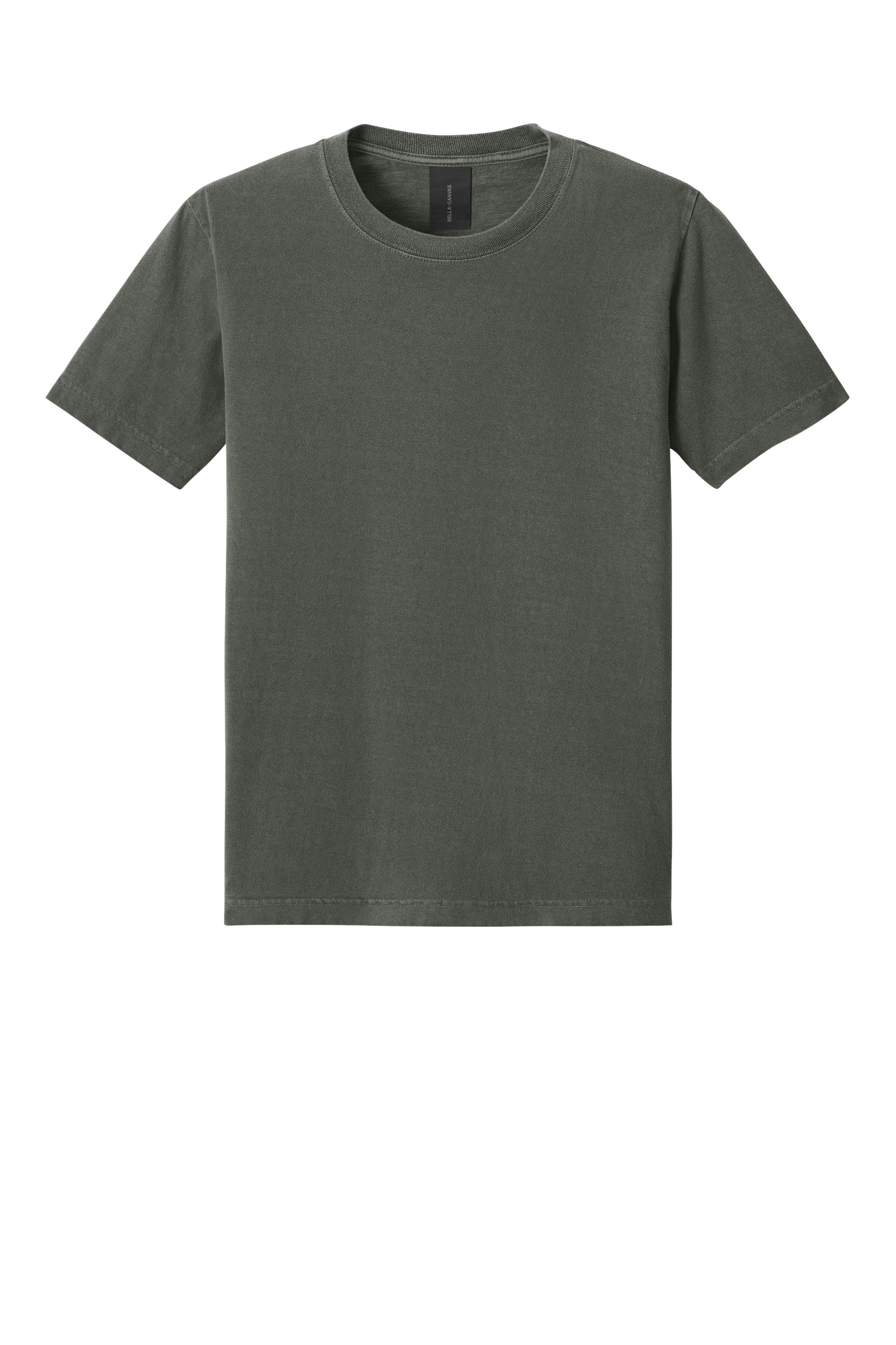 Bella + Canvas BC4810GD Mens Garment Dyed Short Sleeve Crewneck T-Shirt Washed Charcoal Grey Flat Front