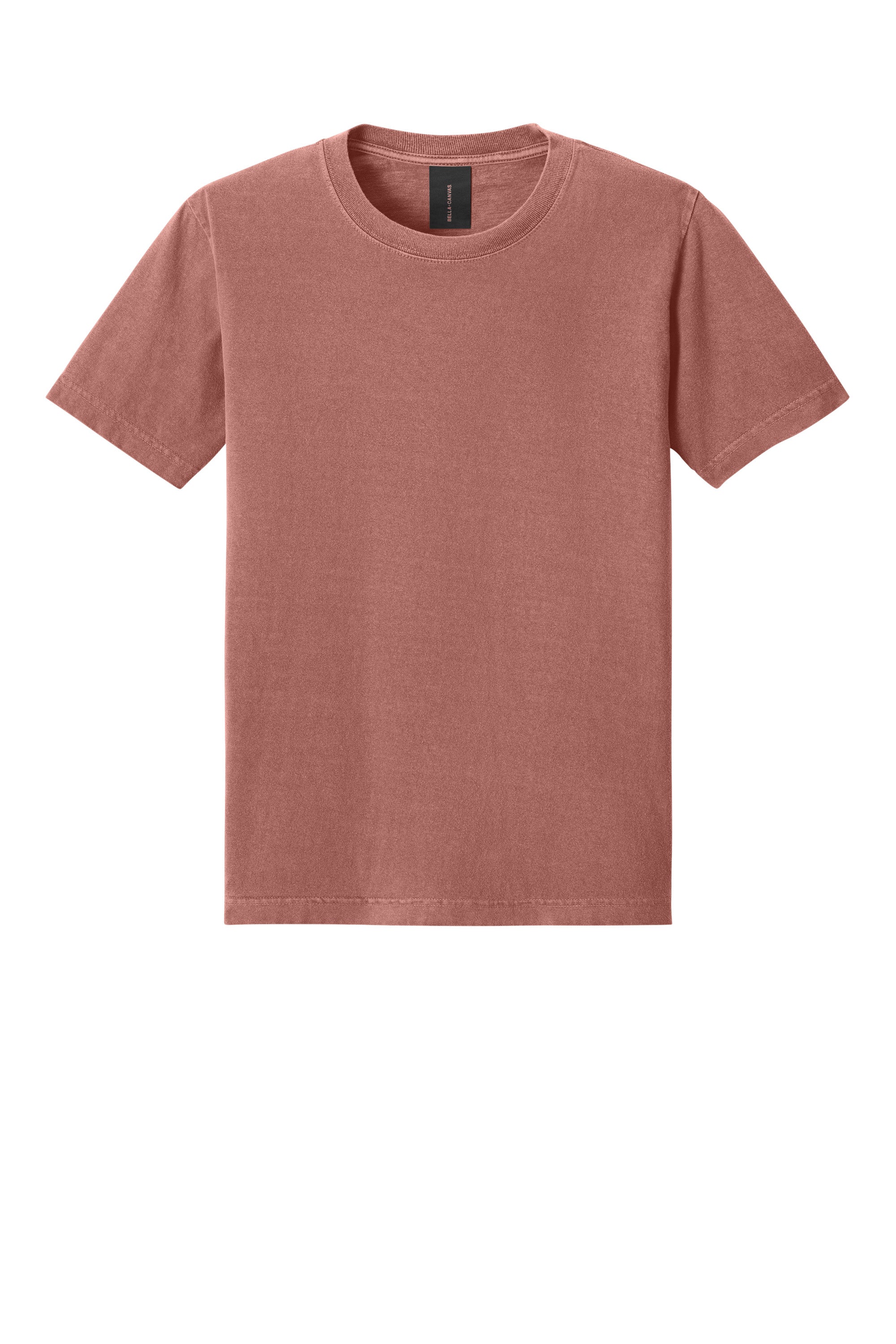 Bella + Canvas BC4810GD Mens Garment Dyed Short Sleeve Crewneck T-Shirt Washed Chestnut Flat Front