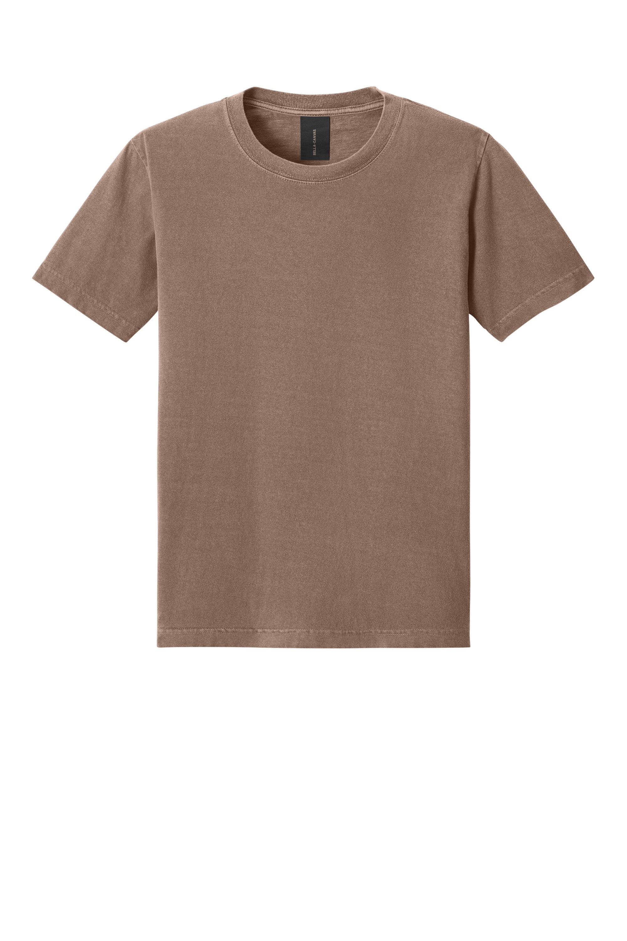 Bella + Canvas BC4810GD Mens Garment Dyed Short Sleeve Crewneck T-Shirt Washed Cocoa Brown Flat Front