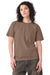 Bella + Canvas BC4810GD Mens Garment Dyed Short Sleeve Crewneck T-Shirt Washed Cocoa Brown Model Side
