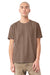 Bella + Canvas BC4810GD Mens Garment Dyed Short Sleeve Crewneck T-Shirt Washed Cocoa Brown Model Front