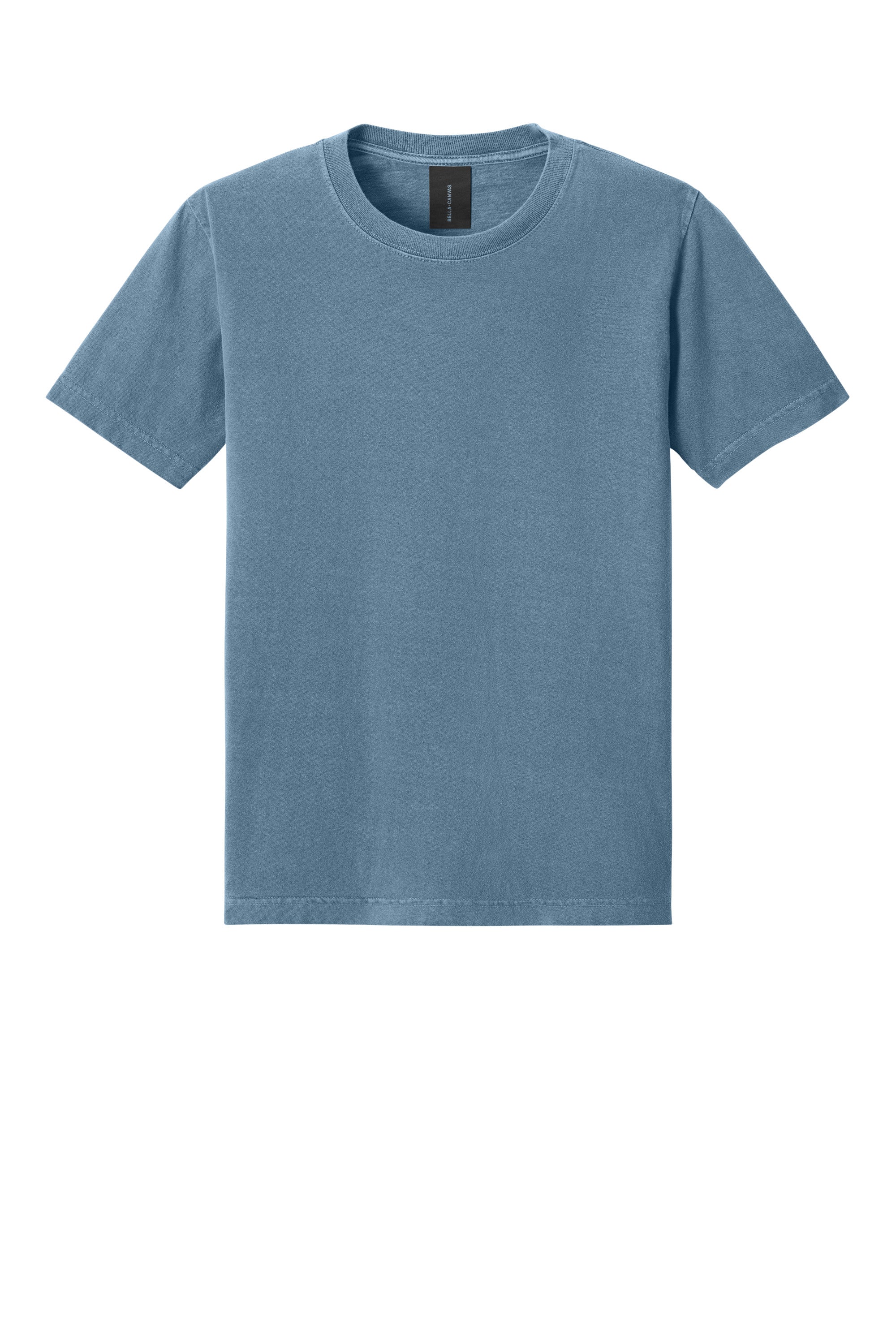 Bella + Canvas BC4810GD Mens Garment Dyed Short Sleeve Crewneck T-Shirt Washed Denim Blue Flat Front