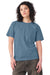 Bella + Canvas BC4810GD Mens Garment Dyed Short Sleeve Crewneck T-Shirt Washed Denim Blue Model Side
