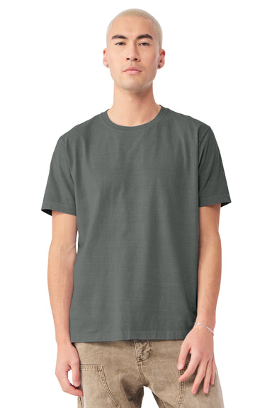 Bella + Canvas BC4810GD Mens Garment Dyed Short Sleeve Crewneck T-Shirt Washed Grey Model Front