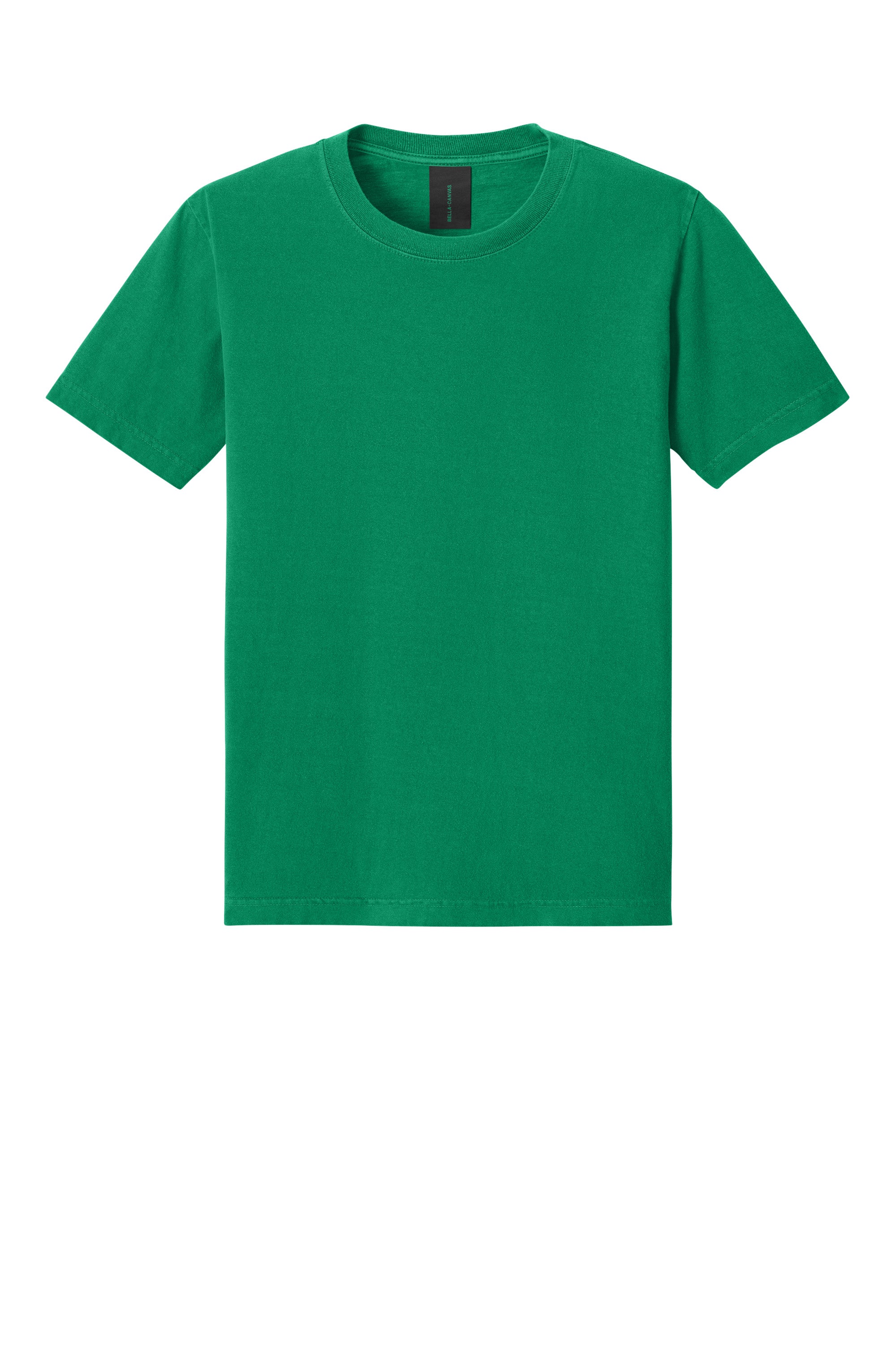 Bella + Canvas BC4810GD Mens Garment Dyed Short Sleeve Crewneck T-Shirt Washed Kelly Green Flat Front