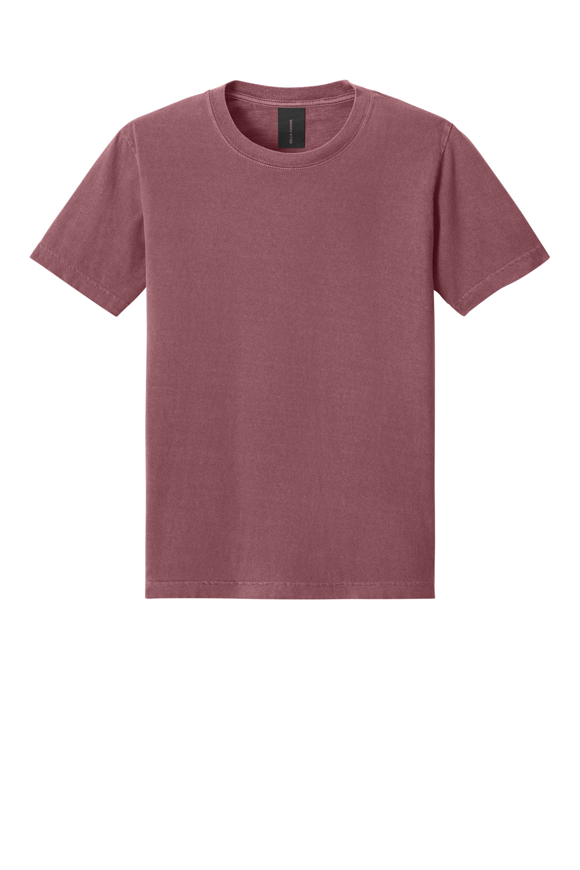 Bella + Canvas BC4810GD Mens Garment Dyed Short Sleeve Crewneck T-Shirt Washed Maroon Flat Front