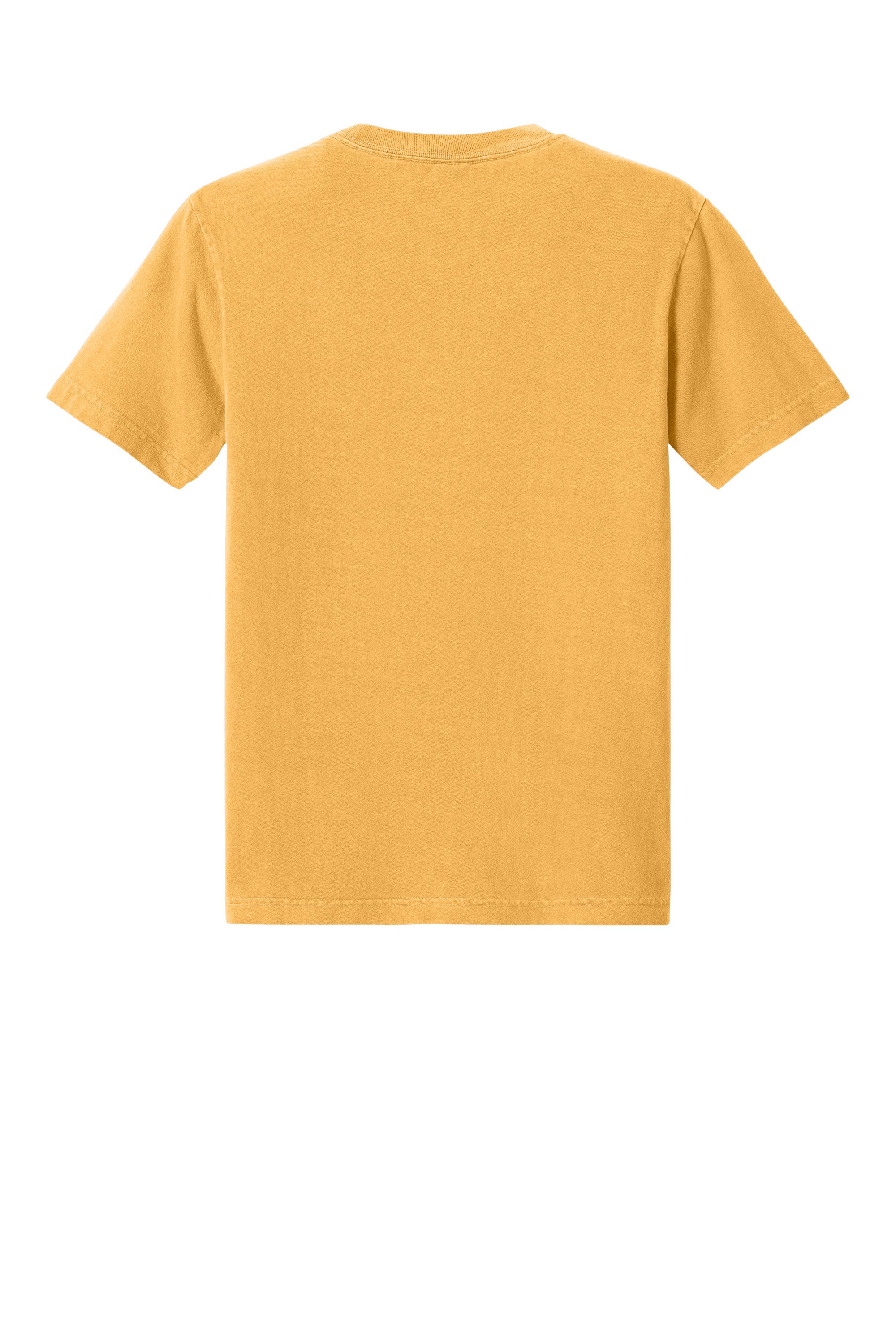 Bella + Canvas BC4810GD Mens Garment Dyed Short Sleeve Crewneck T-Shirt Washed Mustard Yellow Flat Back