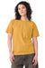 Bella + Canvas BC4810GD Mens Garment Dyed Short Sleeve Crewneck T-Shirt Washed Mustard Yellow Model Side