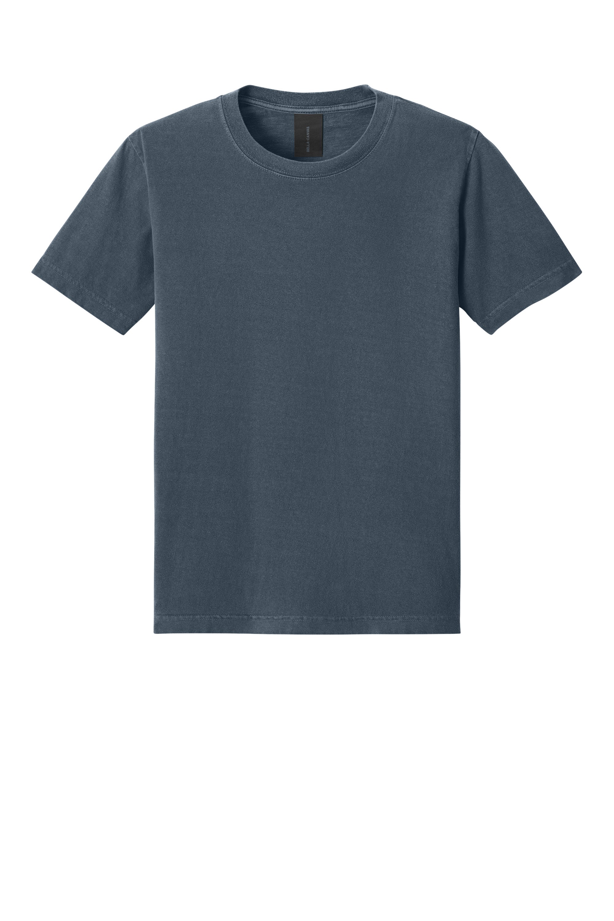 Bella + Canvas BC4810GD Mens Garment Dyed Short Sleeve Crewneck T-Shirt Washed Navy Blue Flat Front