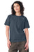Bella + Canvas BC4810GD Mens Garment Dyed Short Sleeve Crewneck T-Shirt Washed Navy Blue Model Side