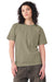 Bella + Canvas BC4810GD Mens Garment Dyed Short Sleeve Crewneck T-Shirt Washed Olive Green Model Side