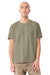 Bella + Canvas BC4810GD Mens Garment Dyed Short Sleeve Crewneck T-Shirt Washed Olive Green Model Front