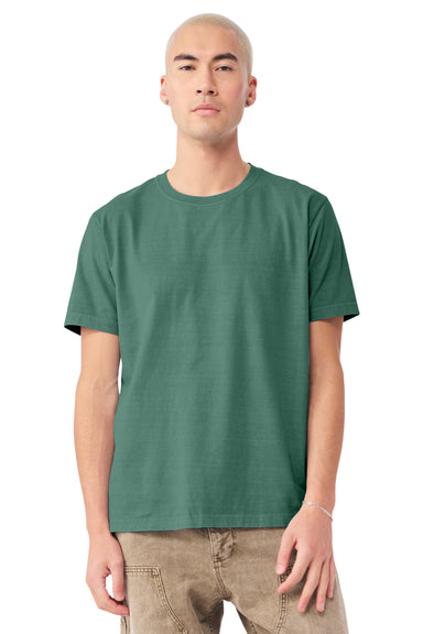 Bella + Canvas BC4810GD Mens Garment Dyed Short Sleeve Crewneck T-Shirt Washed Pine Green Model Front